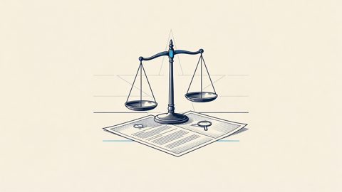 Illustration: scales and a document before a Southern Cross motif
