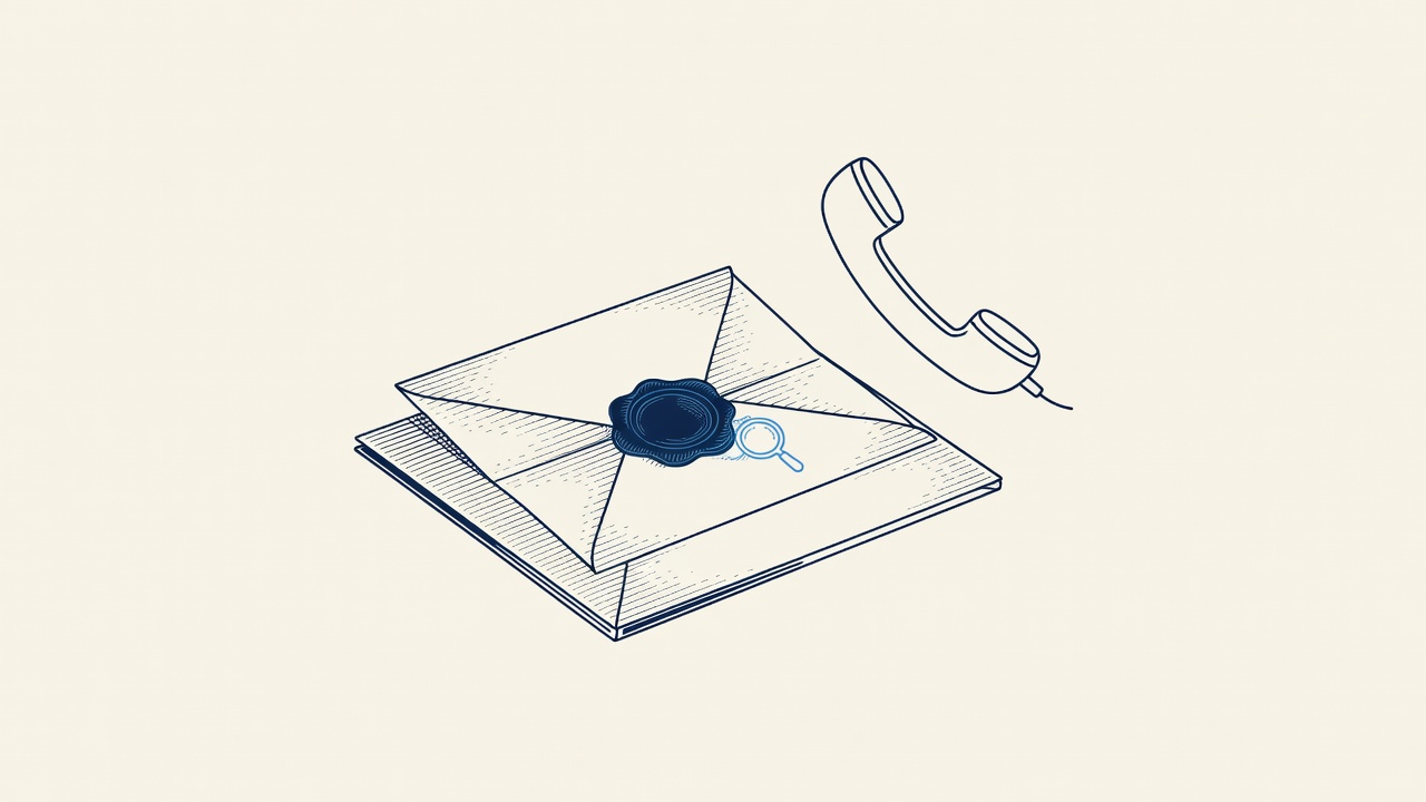 Illustration: a sealed confidential letter beside a telephone handset