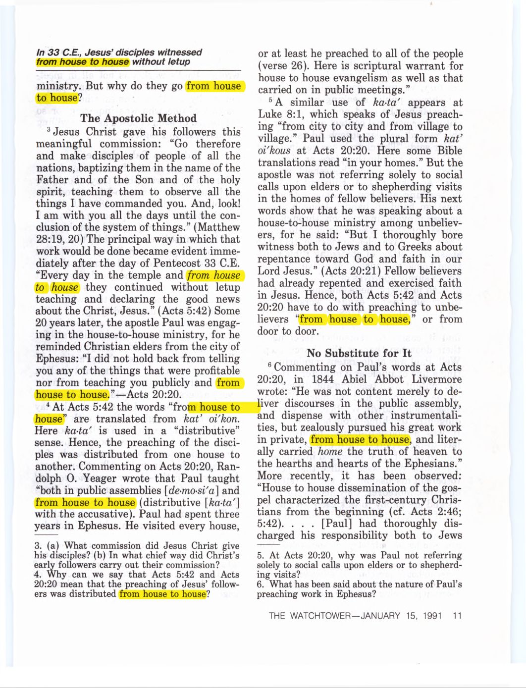Scanned page: The Watchtower January 15, 1991