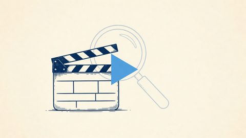 Illustration: a film clapperboard and a play-button triangle
